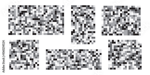 Set of Pixel censored shapes. Prohibited Content. Censorship rectangle isolated on a white background. Blured grey rectangles. Vector illustration