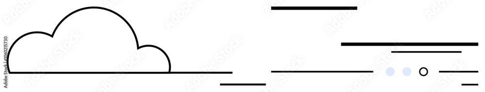 Minimalist black cloud with horizontal lines suggesting fast movement or wind. Ideal for weather apps, speed industries, environmental campaigns, data transfer visuals, tech articles, minimalist Minimalist black cloud with horizontal lines suggesting fast movement or wind. Ideal for weather apps, speed industries, environmental campaigns, data transfer visuals, tech articles, minimalist