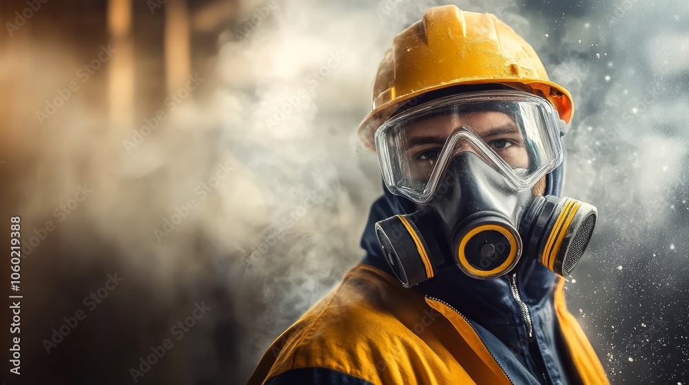 Safety measures in a construction environment highlighted by protective gear. Safety measures in a construction environment highlighted by protective gear.