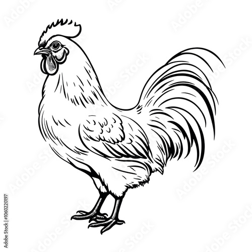 A chicken silhouette isolated white background