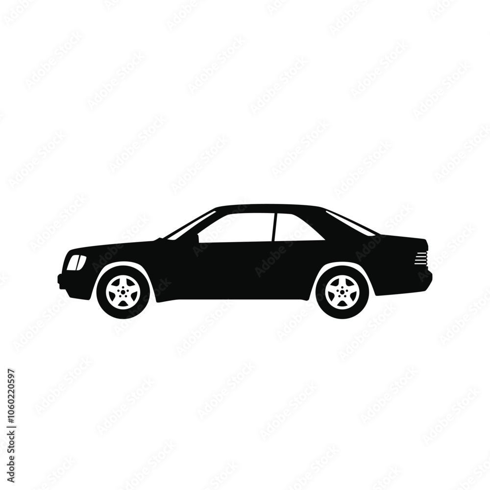 Fototapeta premium Classic car side view silhouette icon. Vector illustration
