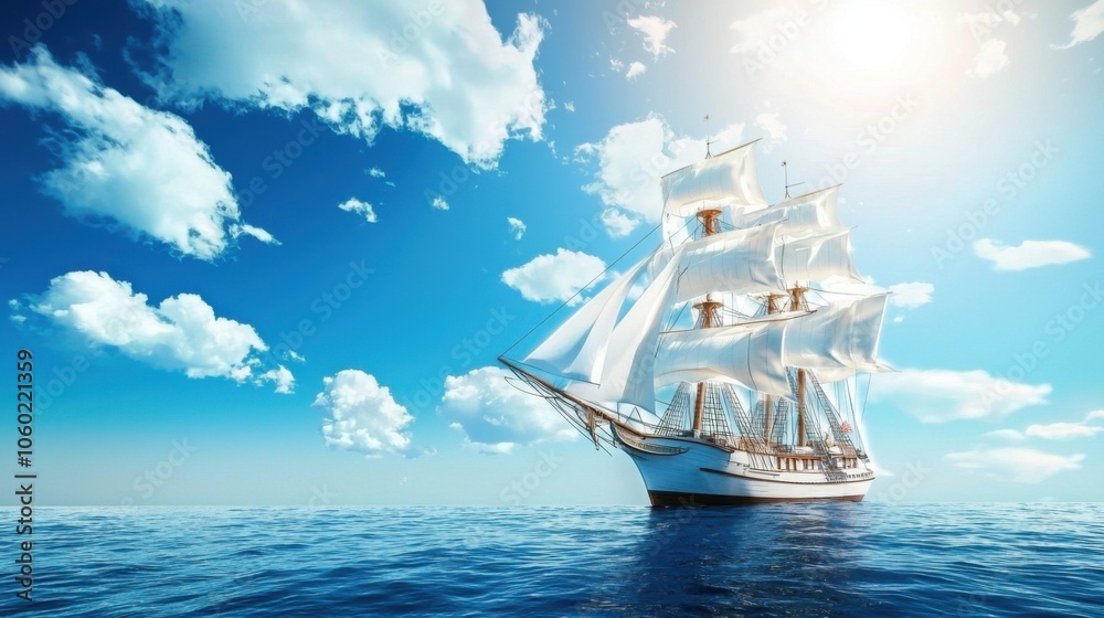 Obraz premium Maritime Voyage: A Sea-Bound Ship Vector Wallpaper