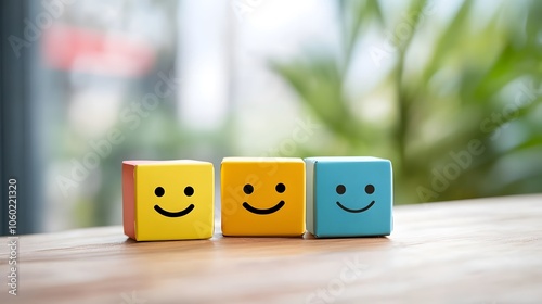 Colorful smiley blocks bring joyful vibes to any space for an uplifting atmosphere