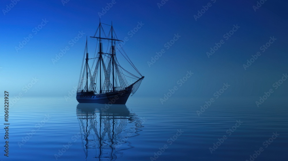 Fototapeta premium Maritime Voyage: A Sea-Bound Ship Vector Wallpaper