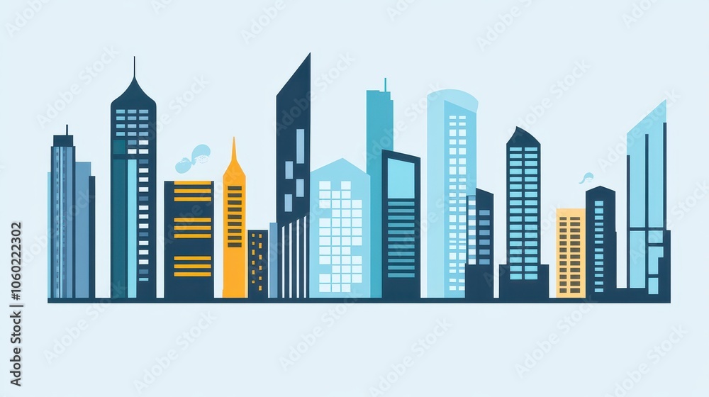 Fototapeta premium City Skyline Illustration.
