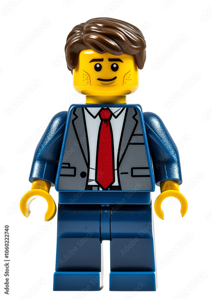 Obraz premium Lego figure, office worker man, isolated background. PNG file