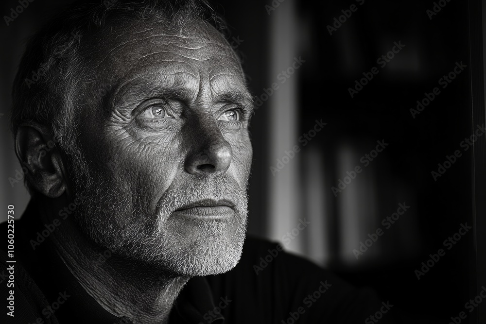 Fototapeta premium A monochrome minimalist portrait with dramatic lighting. Generative AI