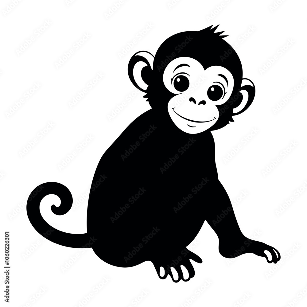 a cute monkey baby sitting on the ground with cute face vector a cute monkey baby sitting on the ground with cute face vector