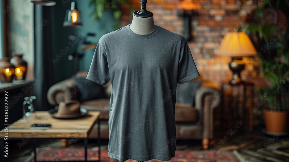 Gildan 5000 Oversized Gray T-Shirt Displayed on Mannequin in Studio Gildan 5000 Oversized Gray T-Shirt Displayed on Mannequin in Studio