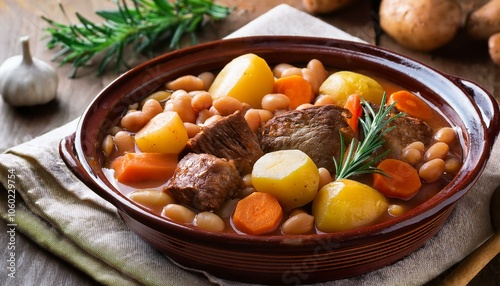 Cholent Hamin is a slow-cooked stew of beans, potatoes, meat and barley, traditionally prepared for Shabbat. photo