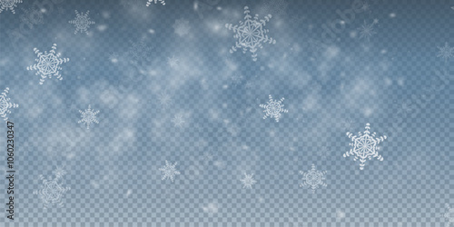 Winter background, snowflakes on a beautiful background, Christmas background for cards, snowfall. Snowy nature landscape, winter dust png.