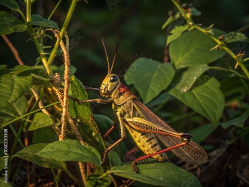 Vibrant Impressionist Style Depiction of a Majestic Matuta Cricket in Nature's Colorful Palette photo