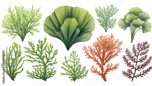 Seaweed set on a transparent background with a transparent background