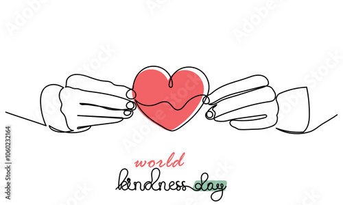 World Kindness Day.continuous line global kindness vector Illustration on November 13 with a heart shape.Helping Hands in Heart concept.World Kindness Day template for background, banner,card,poster.