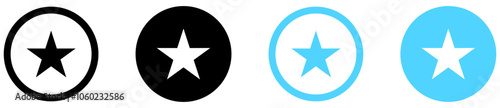 Star icon. Favorite symbol. Rating star sign. Reward pictogram. Grey, blue and black button.