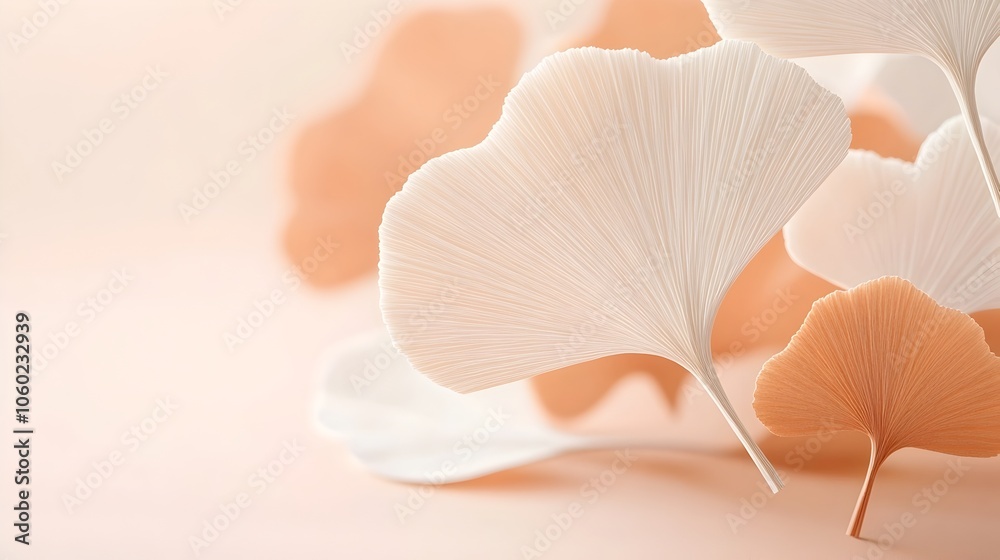 Delicate Ginkgo Leaf Paper Art with Soft Lighting and Warm Tones