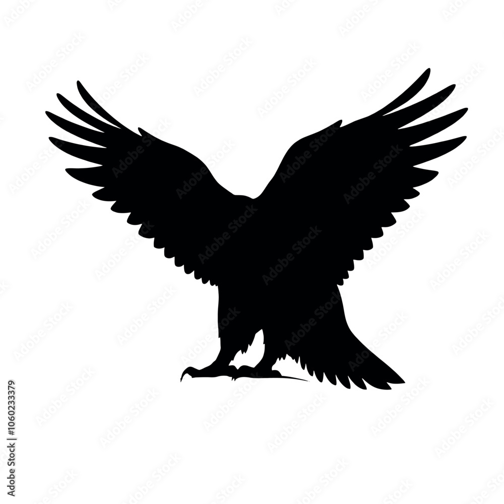 Fototapeta premium a Golden eagle sitting on the ground silhouette