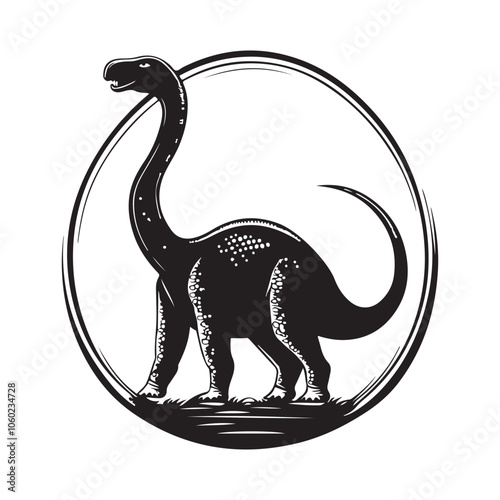 Silhouette  Brontosaurus logo design vector Icon Symbol Template Illustration isolated on white background.