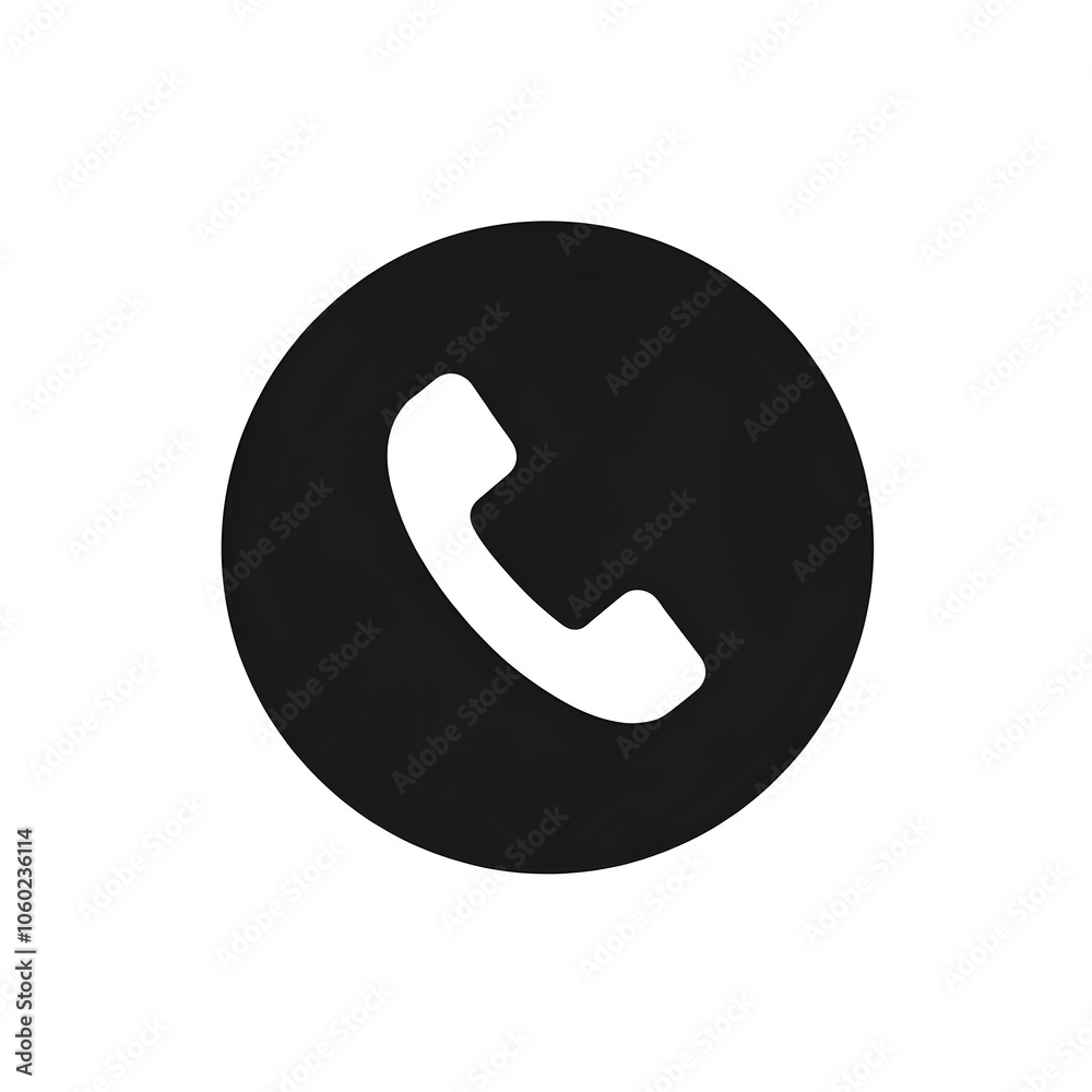 black circular icon with a white phone handset symbol black circular icon with a white phone handset symbol