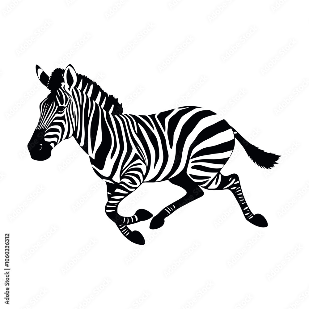 Naklejka premium a running zebra animal vector silhouette isolated white background