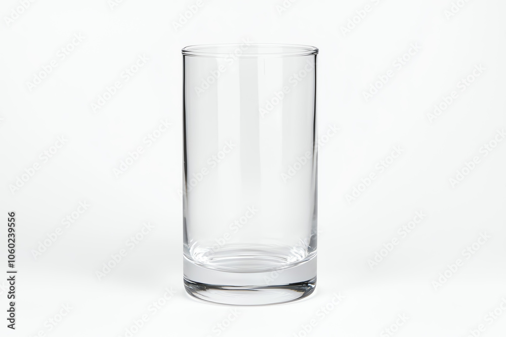 A simple glass of drinking water with slight reflections on solid white background, single object A simple glass of drinking water with slight reflections on solid white background, single object