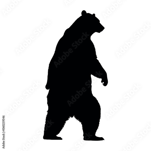 a standing bear silhouette, white background