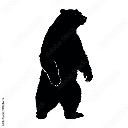 a standing bear silhouette, white background