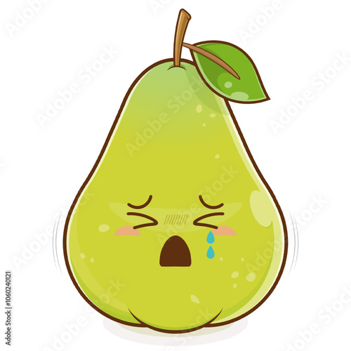 pear crying face cartoon cute