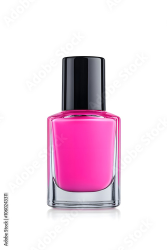Pink nail polish bottle, isolated on white background