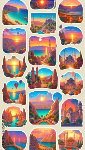 Design stickers for tourist attractions in Turkey