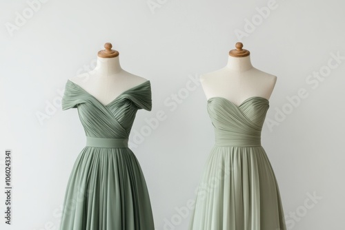 Green cocktail dress with off-shoulder and strapless styles