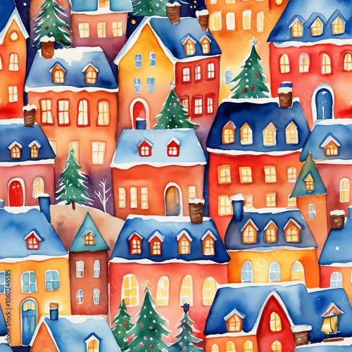 Christmas city backgrounds outdoors pattern - Seamless tile