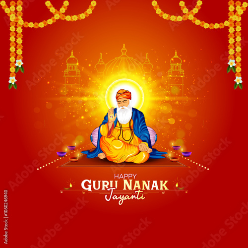 Happy Guru Ganak Jayanti. wishes greeting card design.