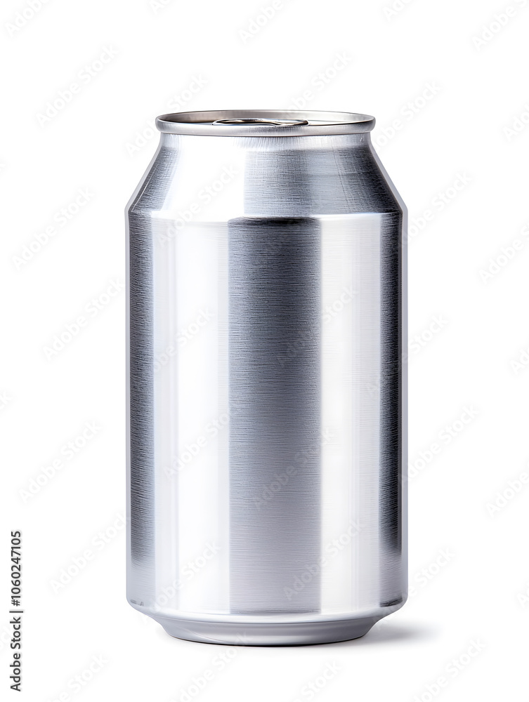Aluminum metallic soda can mock up, isolated on white background Aluminum metallic soda can mock up, isolated on white background