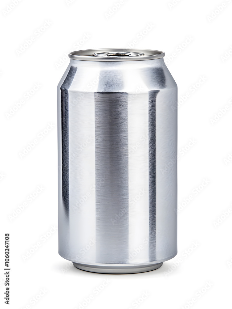 Aluminum metallic soda can mock up, isolated on white background Aluminum metallic soda can mock up, isolated on white background