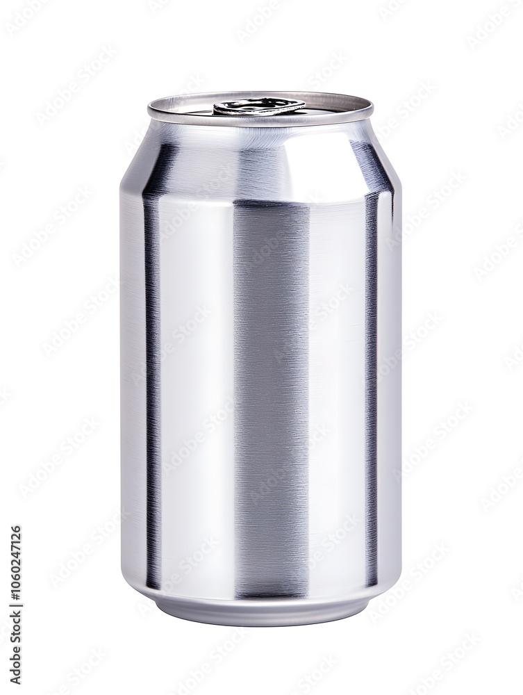 Aluminum metallic soda can mock up, isolated on white background Aluminum metallic soda can mock up, isolated on white background