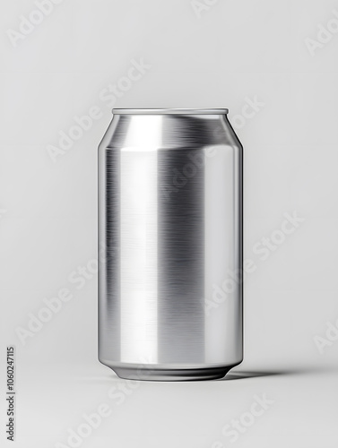 Aluminum metallic soda can mock up, isolated on white background