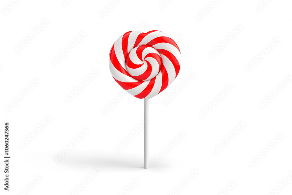 Christmas Swirl Red and White Lollipop on a White Background Christmas Swirl Red and White Lollipop on a White Background