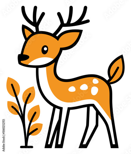 Cute Baby Deer with Big Eyes, Adorable and Heartwarming Wildlife Illustration - Flat Vector Illustration