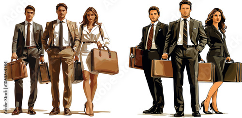 Business Professionals Standing Together With Briefcases in a Modern Urban Setting