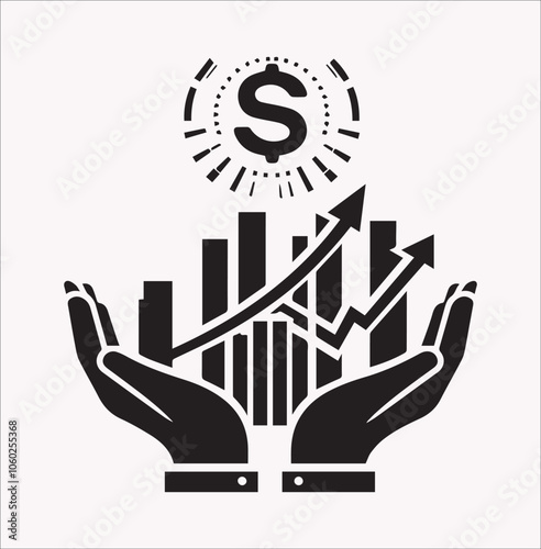 Financial logo investment Business vector silhouette on a white background