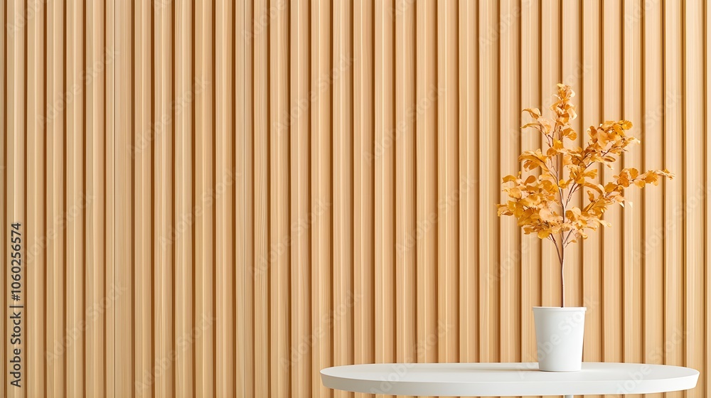Minimalist decor with potted plant against textured wall Minimalist decor with potted plant against textured wall