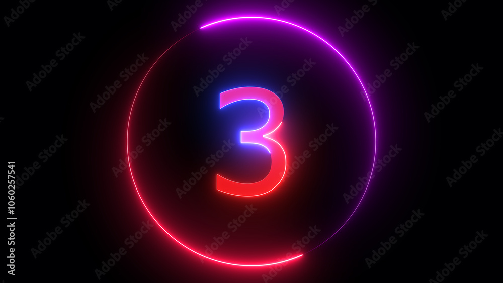Illuminated neon number ,red and blue color number of neon light colorful illustration. Bright neon numbers with black background Illuminated neon number ,red and blue color number of neon light colorful illustration. Bright neon numbers with black background