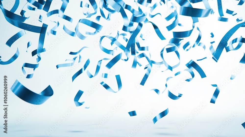 Fototapeta premium Blue confetti explosion on white background