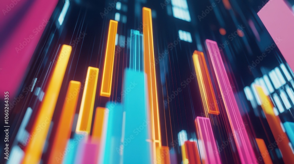 A vibrant abstract image featuring vertical bars in bright colors against a dark background, suggesting data visualization or digital art. A vibrant abstract image featuring vertical bars in bright colors against a dark background, suggesting data visualization or digital art.