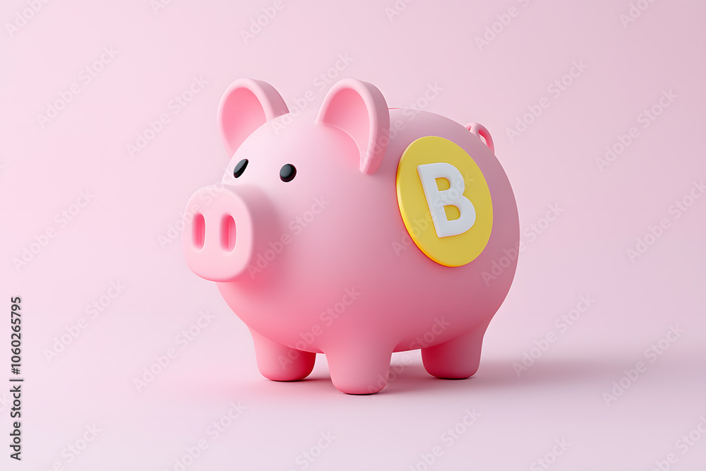 3D piggy bank icon, isolated on background 3D piggy bank icon, isolated on background