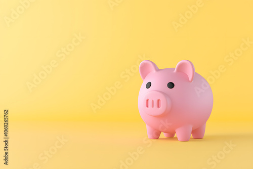 3D piggy bank icon, isolated on background