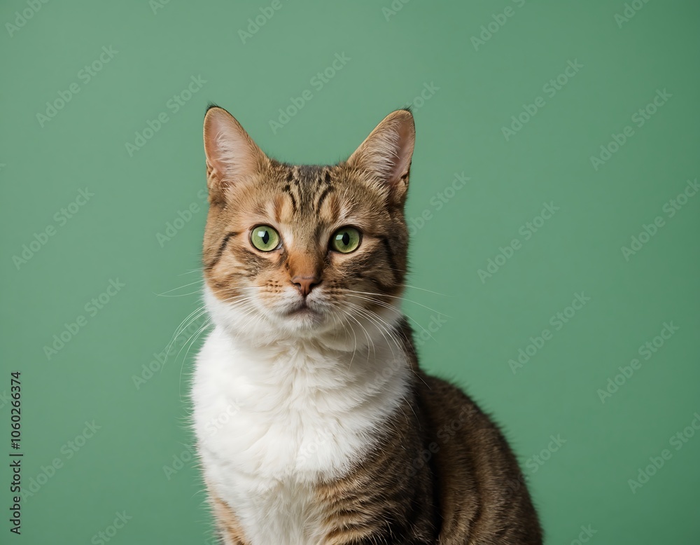 Obraz premium cat on green background