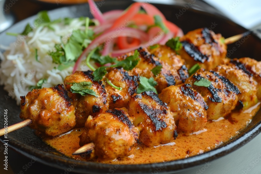 Fototapeta premium Indonesian Satay Food Menu Close Up