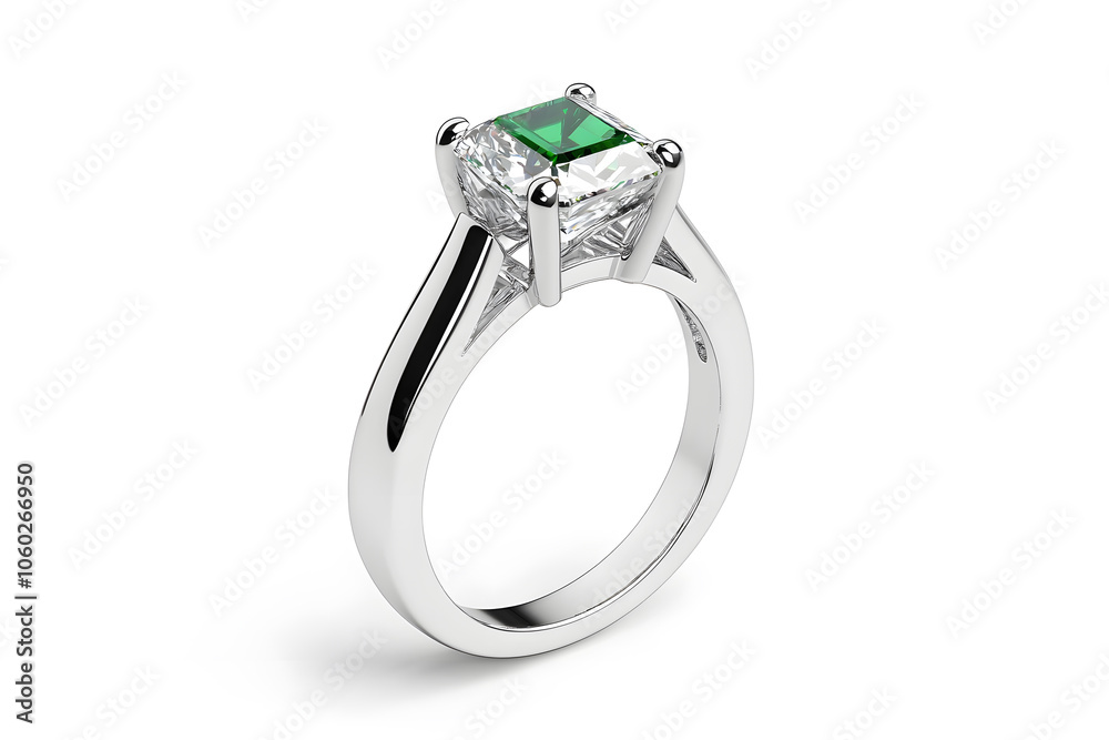 Emerald and diamond ring isolated on white background
Emerald and diamond ring isolated on white background